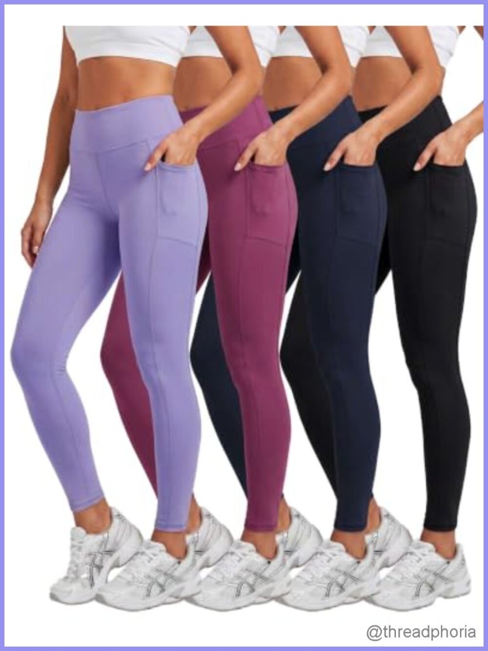 4 Pack Athletic Yoga Leggings with Pockets High Waisted Tummy Control